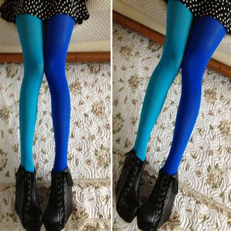 cheap women patchwork footed tights stretchy pantyhose stockings elastic two color silk