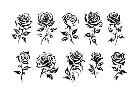 Premium Vector Collection Of Rose Tattoo Designs