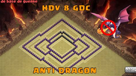 Clash Of Clans Hdv 8 Gdc Anti Dragon Youtube