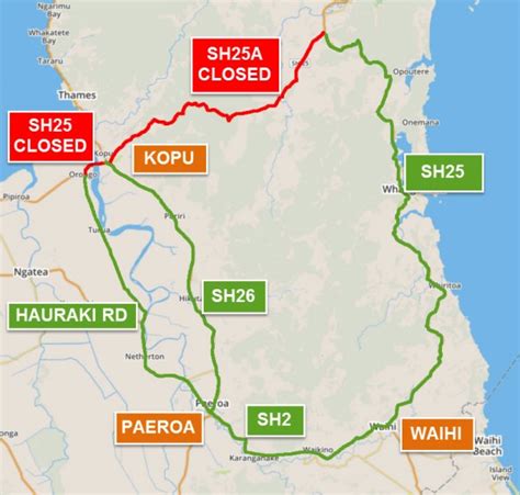 Coromandel Road Users Asked To Avoid State Highway 25a And Kopu Area