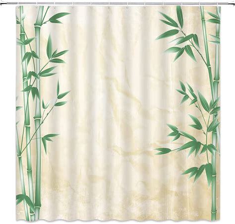 Amazon Com GITCSSYM Bamboo Shower Curtain Asian Japanese Vintage Green Plant Nature Fresh