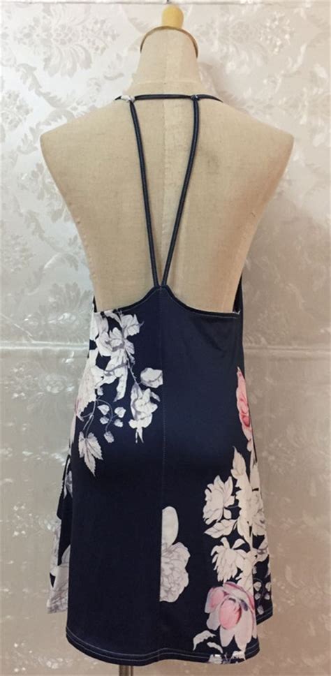 Sexy Floral Print Sleeveless Backless Dress On Luulla