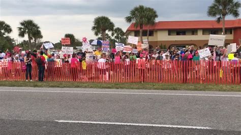 Large Crowd Of Trump Protesters Rallies Outside Airport