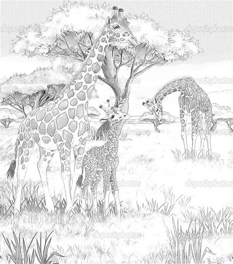 African Landscape With Animals Coloring Pages For Kids Exeranmat Coloring
