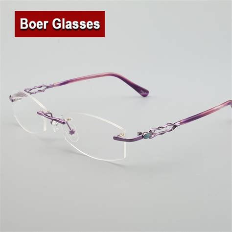 buy new arrived fashion women eyeglass frames light rimless glasses myopia