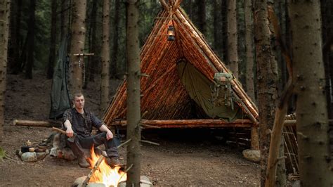 How To Alone Build Best Bushcraft A Frame Shelter Ever Amazing Forest