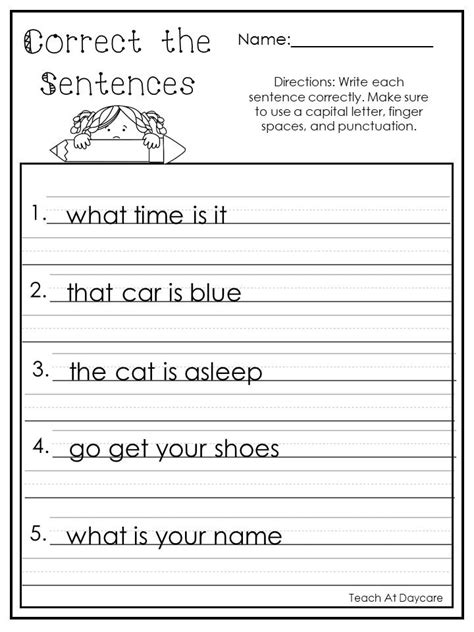Correct The Sentence Worksheet 2nd Grade