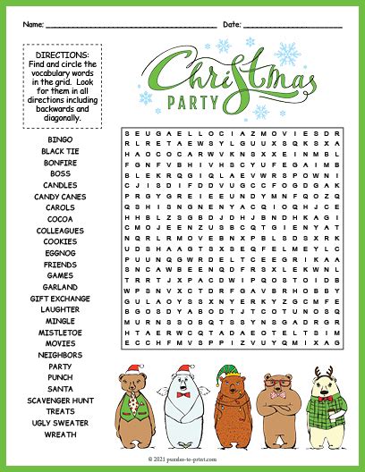 Christmas Party Word Search