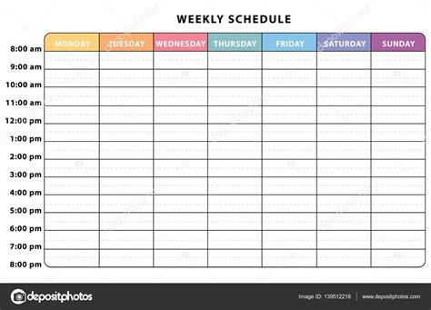Weekly Planner Multicolored Schedule — Stock Vector © Albachiaraa