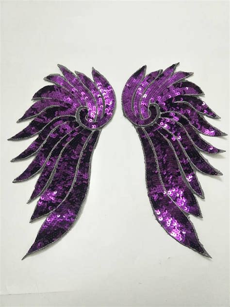 A Pair Of Wings Sequined Applique Patchsequins Wings Patch Etsy