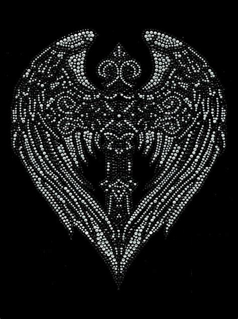 rhinestone transfer large angel wing heart shape w cross rhinestone iron on motif hot fix bling