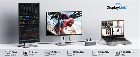 Displaylink Docking Station Dual Monitor10 In 1 10gbps Usb