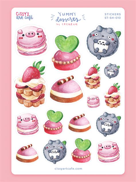 Yummy Desserts Sticker Sheet Cissys Art Café Sticker Sheets