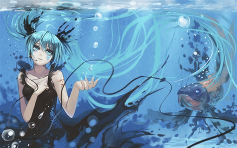 Animals Long 1080p Fish Underwater Miku Fantasy Aqua Hd Eyes
