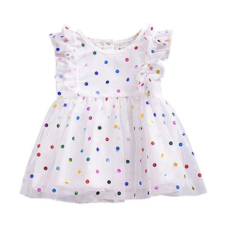 Kids Dot Dress Polka Dots Ruffles Sleeve Dresses For Girls Vestidos