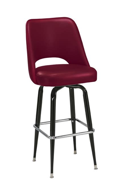 Contemporary Bucket Seat Bar Stool With Cut Out Back On Blackchrome