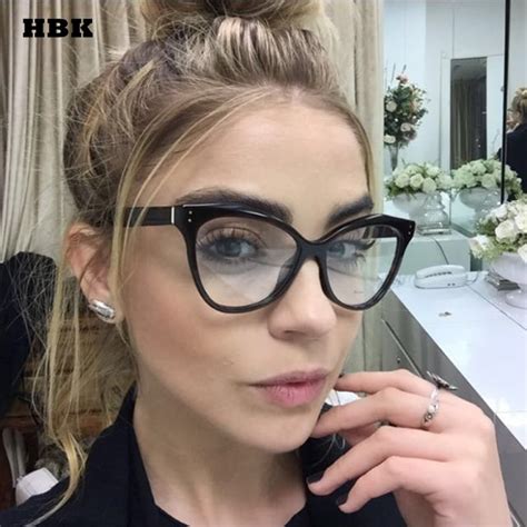 Aliexpress Com Buy Hbk New New Fashion Cat Eye Clear Glasses Frames Plain Sunglasses