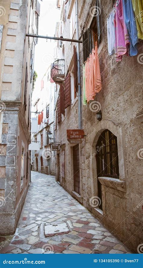 Beautiful Narrow Streets Of The Old European City Stone Paved Paths