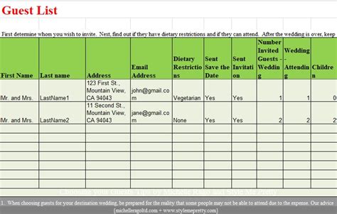 12 Guest List Excel Template Excel Templates