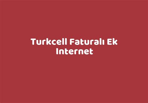 Turkcell Faturalı Ek Internet TeknoLib