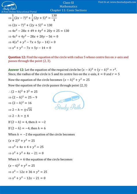 Ncert Solutions Class 11 Maths Chapter 11 Conic Sections