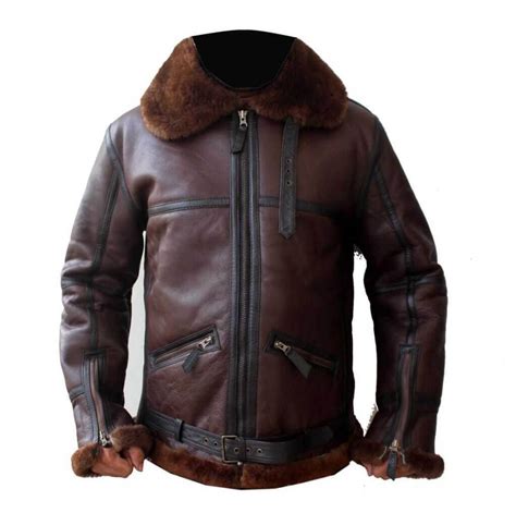 Mens B3 Aviator Raf Reddish Shaded Sheepskin Fur Leather Jacket