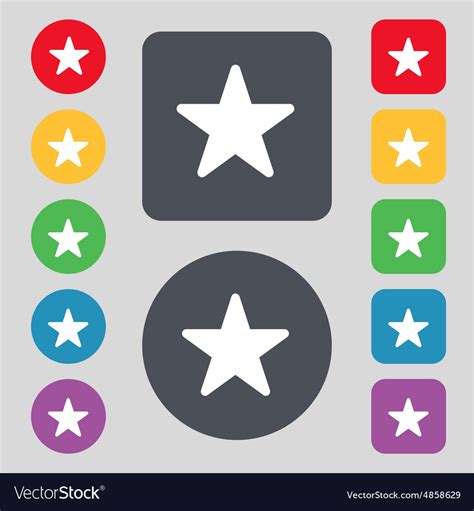 Favorite Star Icon Sign A Set Of 12 Colored Vector Image