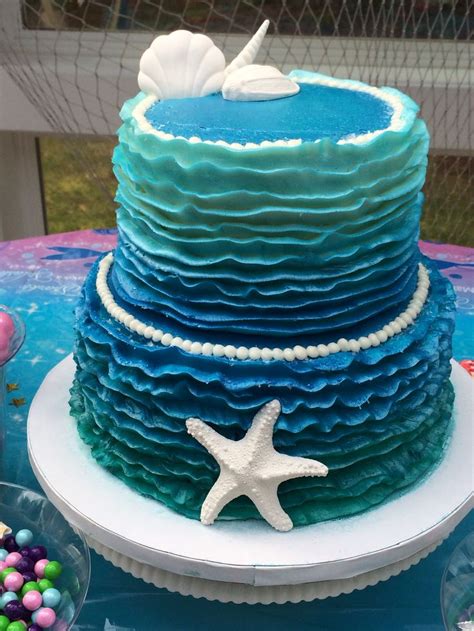 Mermaid beach party decorations, 160 1 wafer paper dots. Ocean Birthday Cakes