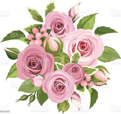 Pink Roses Bouquet Vector Illustration Stock Vector Art 503216770 Istock