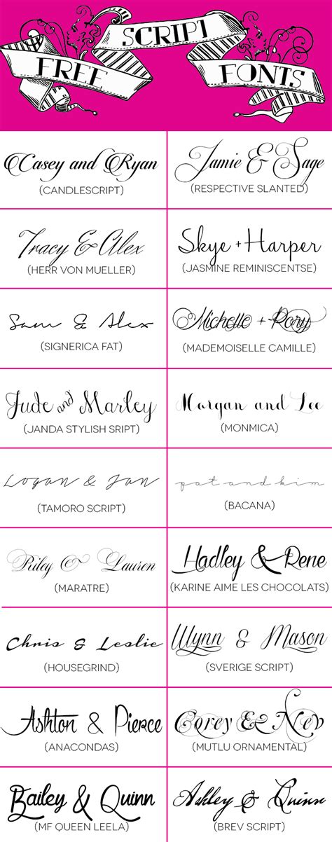 18 Free Script Fonts For Your Diy Wedding Invitations A Practical