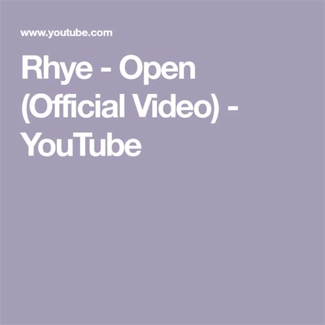 Rhye Open Official Video Youtube Debut Album Vevo Video