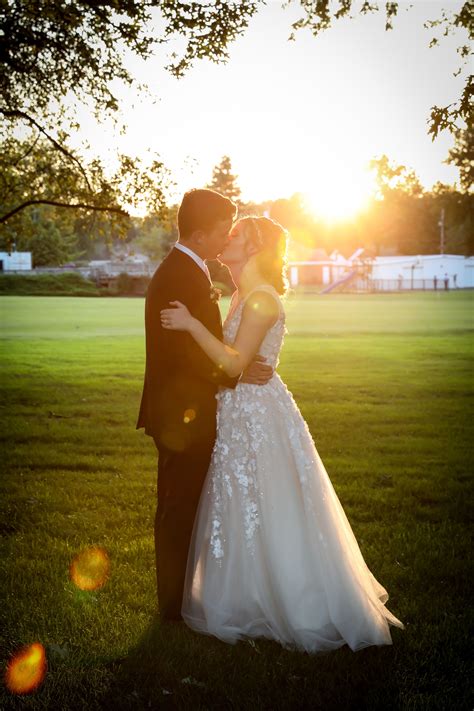Romantic sunset wedding photos