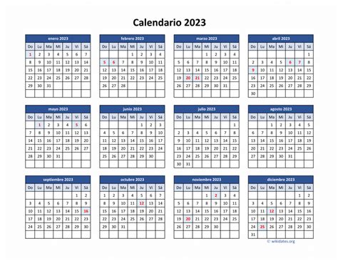 Calendario Para 2023 Con D As Festivos E N Meros De Semana Almanaques