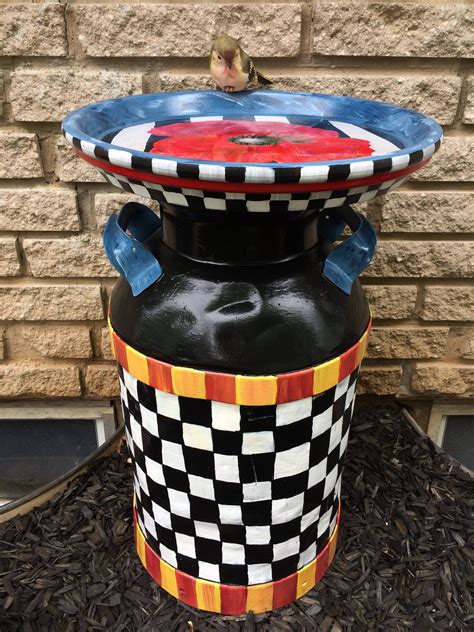 See more ideas about bird bath, diy bird bath, garden art. Hand painted whimsical Mackenzie child bird bath by ...
