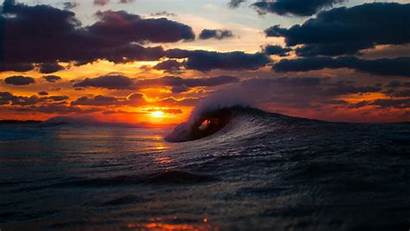 Sunset Waves Water Sun Sea Sky Nature