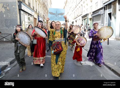 1st Kurdish Cultural Festival In Paris A Parade In Traditional Costumes And Street Orchestra