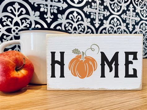 Home Pumpkin Mini Wood Sign Fall Sign Simple Halloween Decor 35x6