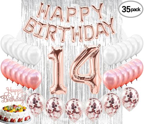 14th Birthday Decorations Party Supplies And Rose Gold Party Decorations Banner Props Photos