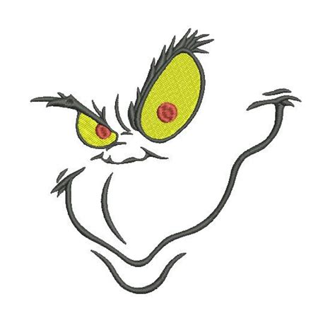 Grinch Face Machine Embroidery Design Etsy