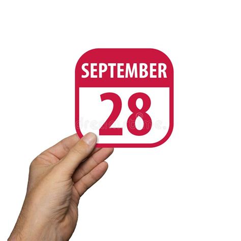September 28th Day 28 Of Monthhand Hold Simple Calendar Icon With
