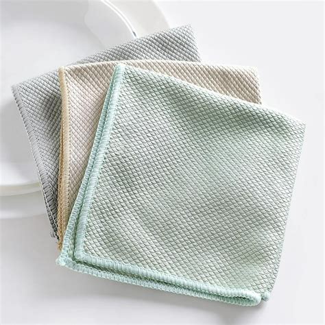 Tureclos 3pcs Anti Greasy Dish Cloth Fiber Washing Bowl Towel Kitchen