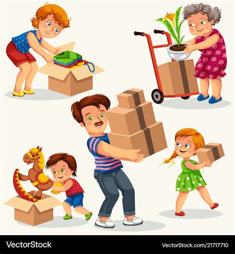 Moving To New House Colorful Set Royalty Free Vector Image