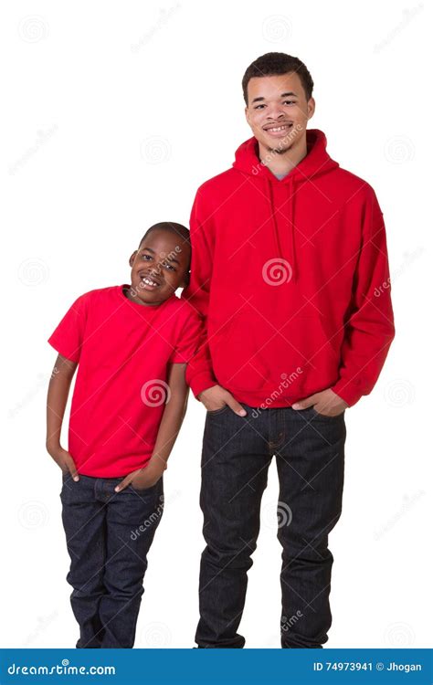 Portrait Of A Older Teen And His Little Brother Stock Image Image Of