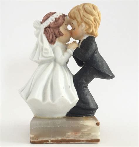 Vintage Kissing Wedding Cake Topper Porcelain With Marble Base Etsy