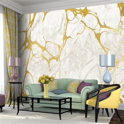 Gold Veined Marble Effect Wallpaper