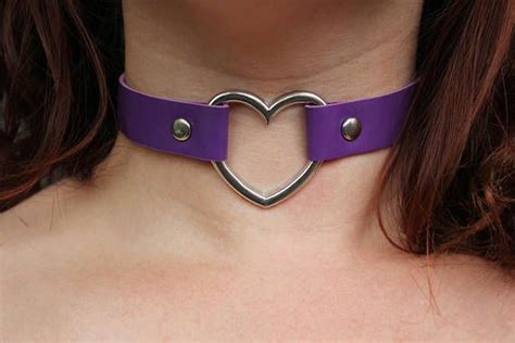 Purple Collar Choker With Heart Choker Collar Purple Collar Chokers
