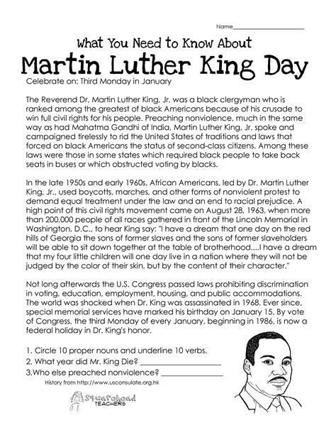 Martin Luther King Day Free Worksheet Martin Luther King Worksheets Martin Luther King Jr