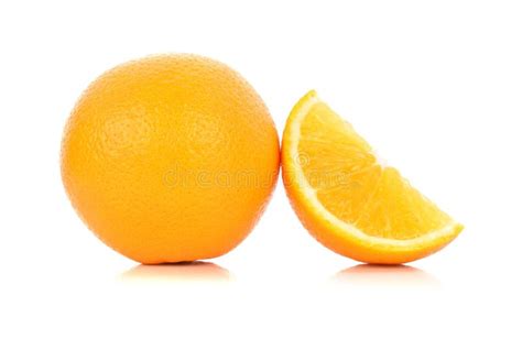 Whole Orange Fruit And His Segment Or Cantle Isolated On White B Stock