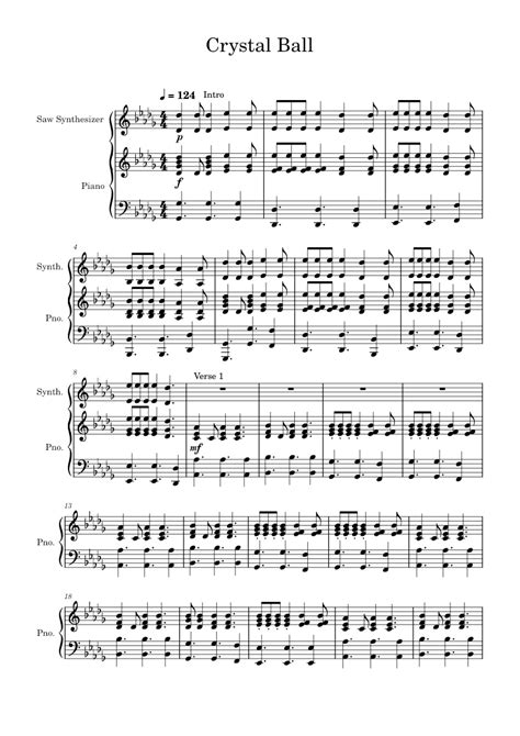 Crystal Ball Keane Sheet Music For Piano Synthesizer Solo