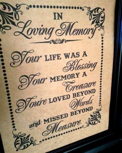 8 X 10 Print Loved Ones Remembrance In Loving Memory Wedding Sign
